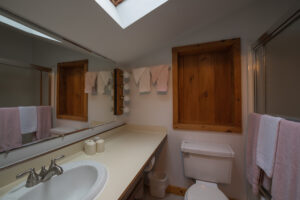 Bath with skylight off room over the kitchen